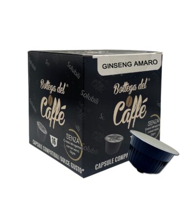 Scatola e capsula di solubile Nescafè Dolce Gusto al gusto Ginseng amaro Bottega del Caffè