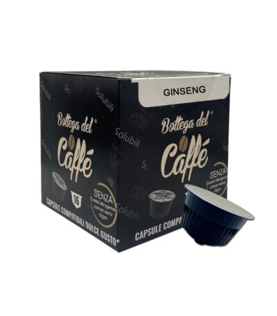 Scatola e capsula di solubile Nescafè Dolce Gusto al gusto Ginseng Bottega del Caffè
