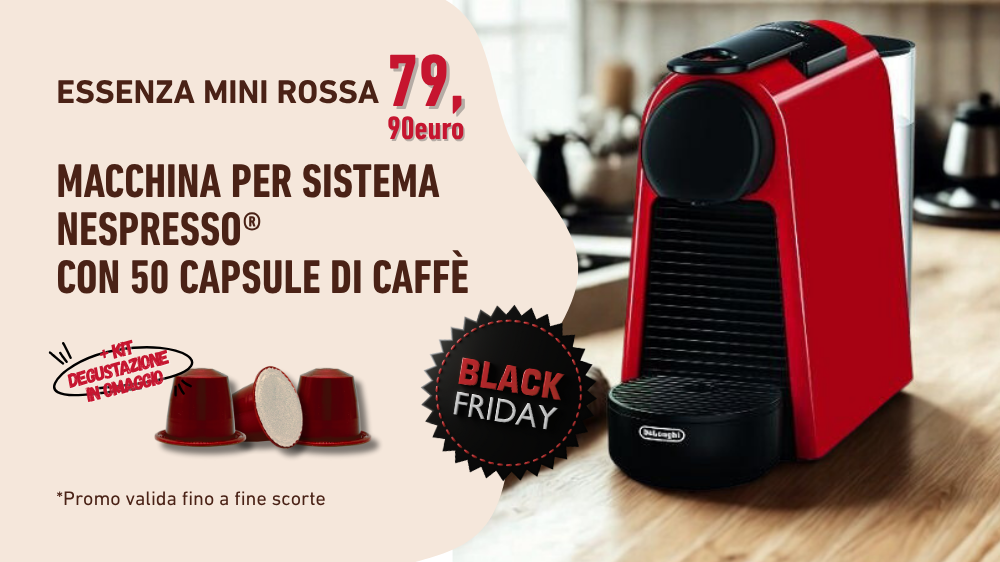 promozione black friday macchina del caffè nespresso modello essenza mini con 50 capsule caffè